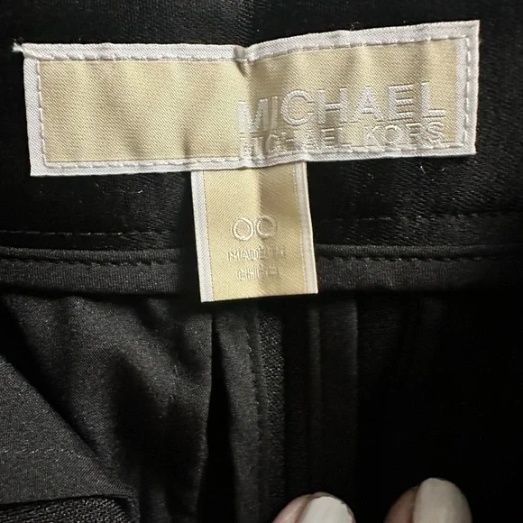 🆕 Michael Kors Stretch-Crepe Feather-Trim Cropped Pants Size 00 - Picture 9 of 12